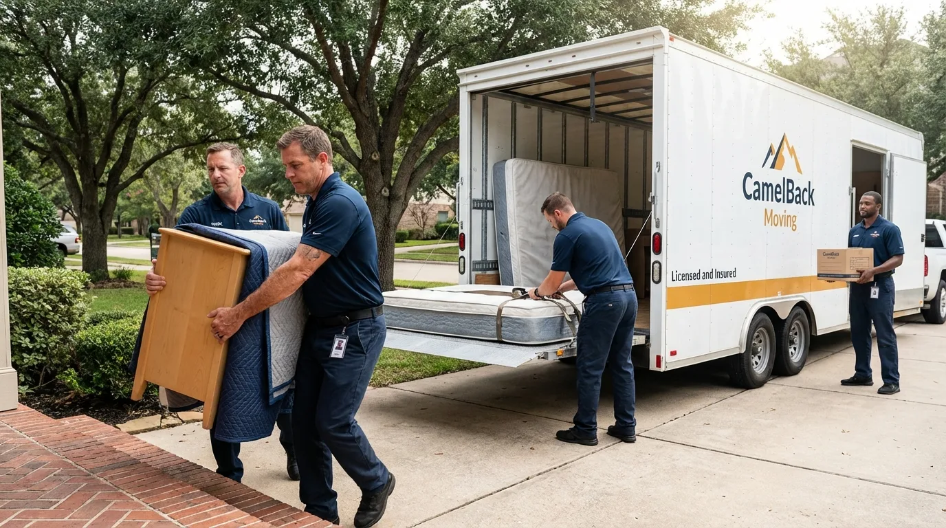 Crew loading residential truck for cross-state move from Irrigon, OR