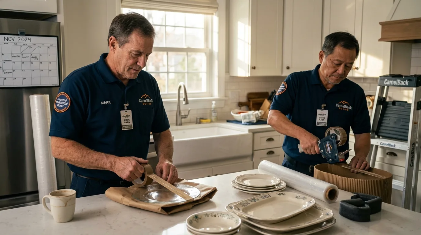 Professional crew packing kitchen dishware in Irrigon, OR